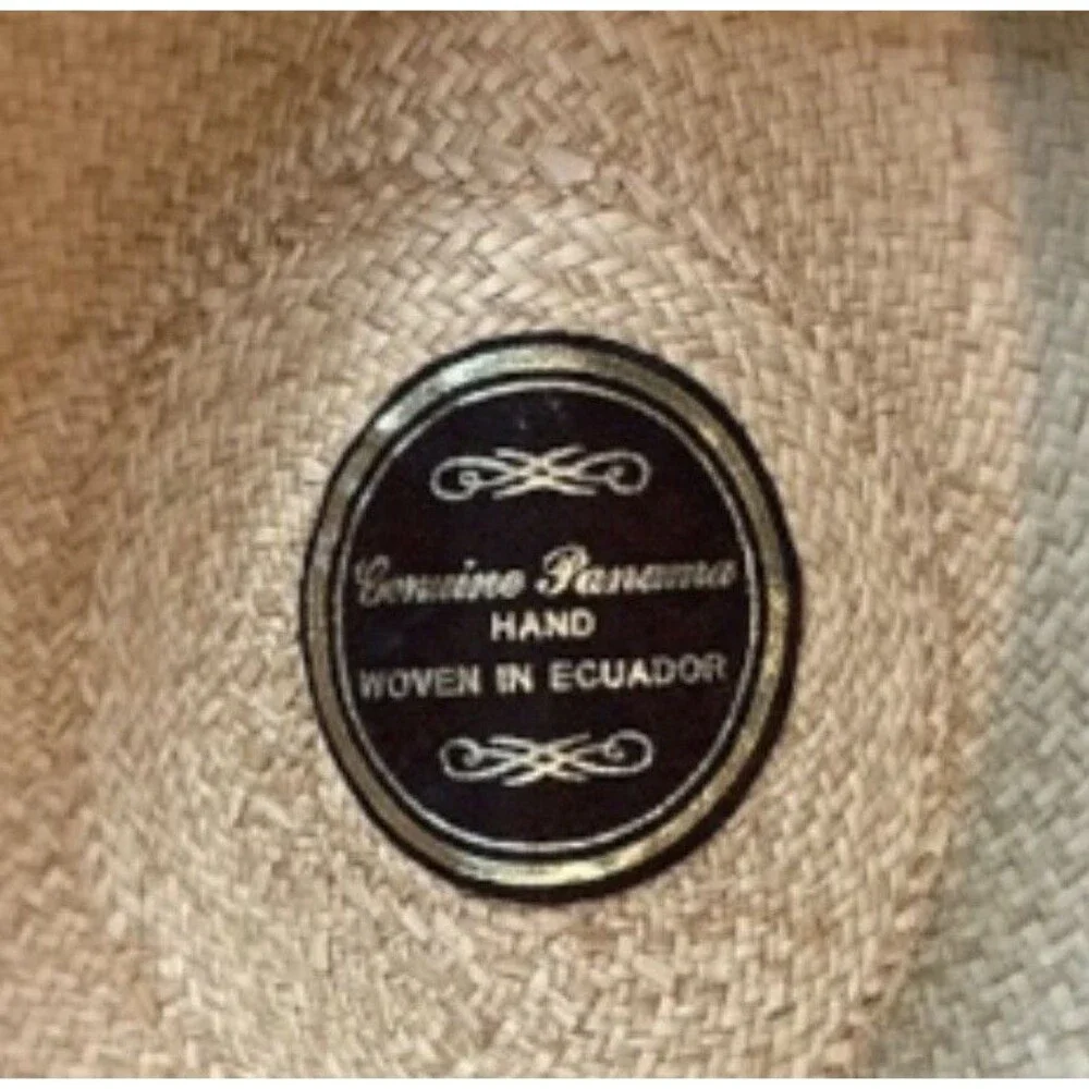 Vintage Eddie Bauer Genuine Panama Hat Handwoven in Ecuador Straw Fedora Small